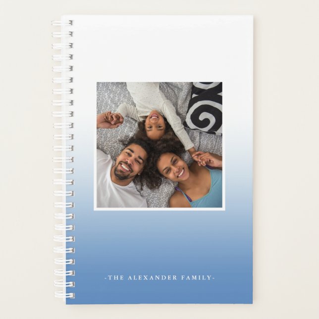 Blue and White Ombre Two Photo Planner (Front)