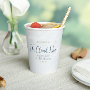 Blue and White On Cloud Nine Bridal Shower Party Paper Cups