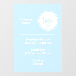 BLUE AND WHITE OPENING TIMES HOURS BUSINESS LOGO