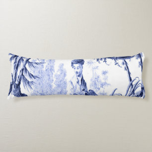 Blue and White Oriental Chinoiserie  Body Cushion