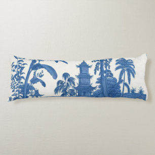 Blue and White Oriental Chinoiserie  Body Cushion