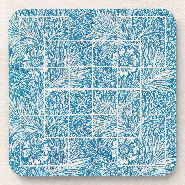 Blue and White Ornamental Floral Pattern Coaster (Front)