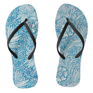 Blue and White Ornamental Floral Pattern Jandals
