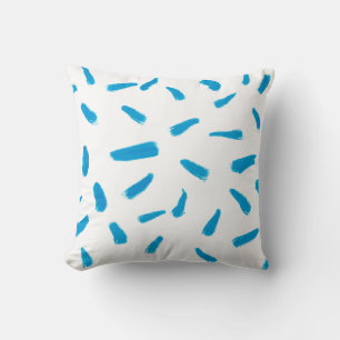 blue and white paint stroke modern design for home cushion