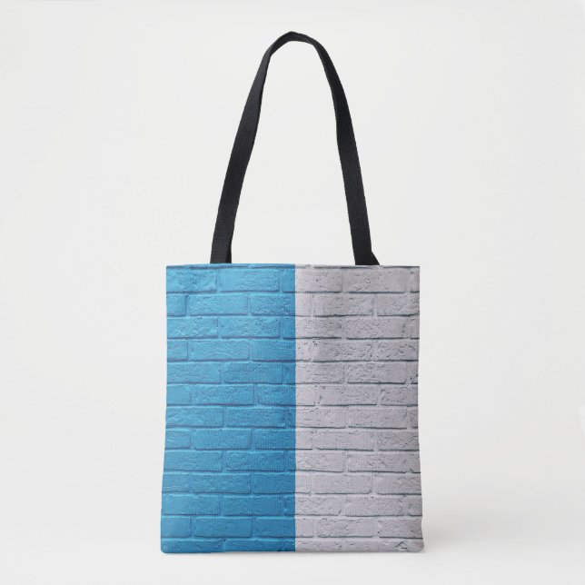 Blue and white painted wall tote bag (Front)