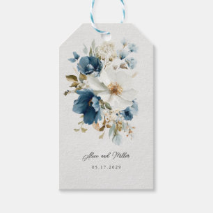 Blue and White Painterly Floral Wedding Gift Tags