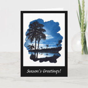 Blue and White Palm Trees at Dusk Holiday