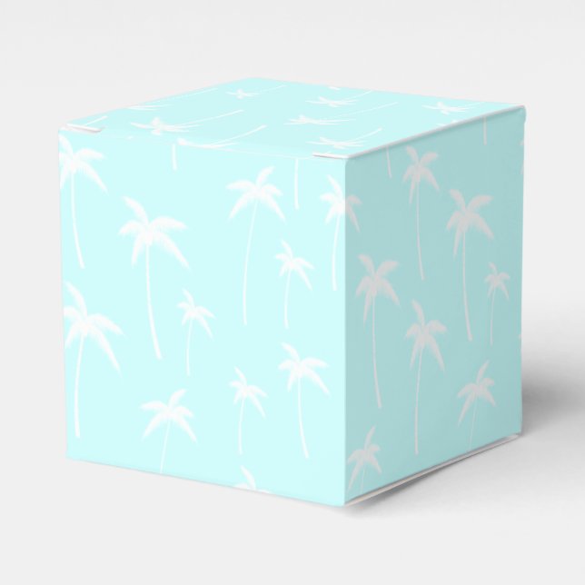 Blue and White Palm Trees Favour Box (Front Side)