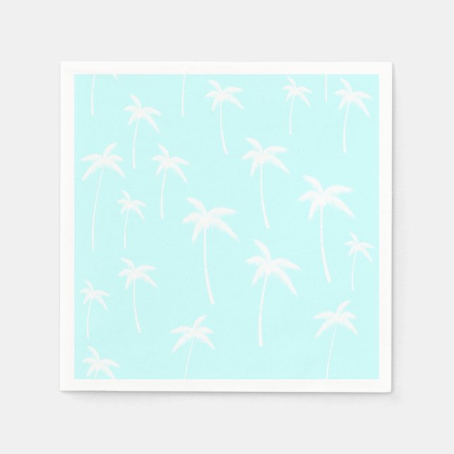 Blue and White Palm Trees Napkin (Front)