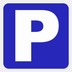Blue and White Parking Sign Sticker