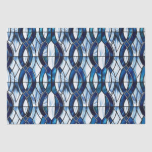 Blue and White Patriotic Stained Glass 4th of July Tissue Paper