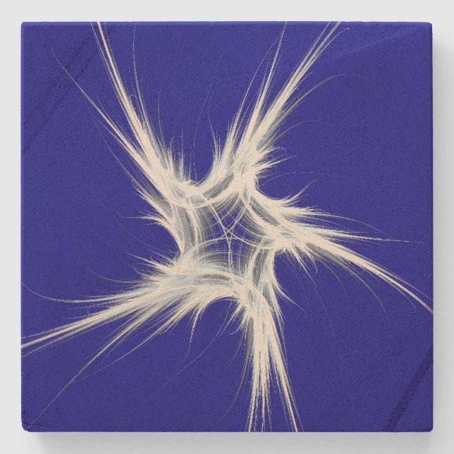 Blue and White Patriotic Star Square Coaster (Front)