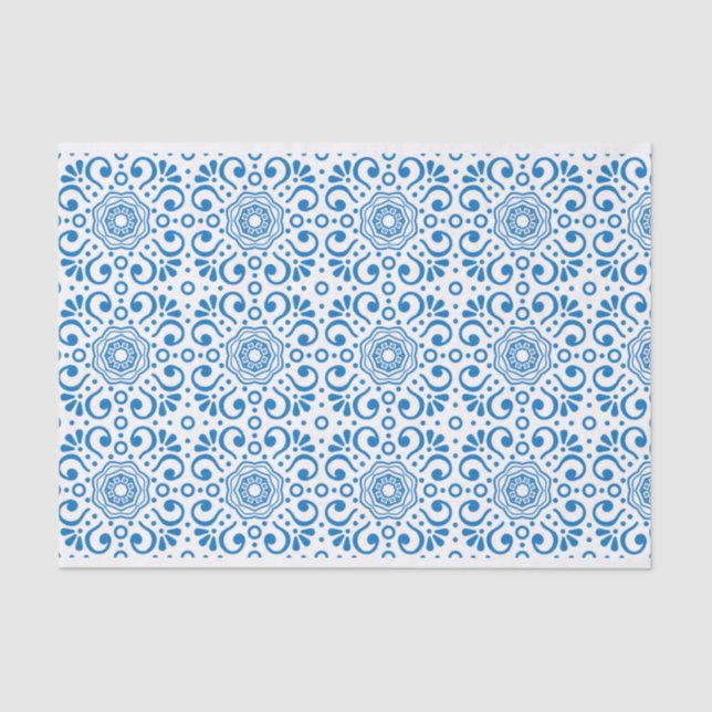 Blue and White Pattern Decoupage Paper (Front)