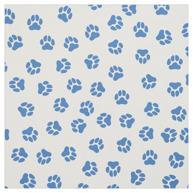 Blue and White Paw Print Fabric (Swatch)