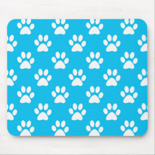 Blue and white paws pattern mouse pad