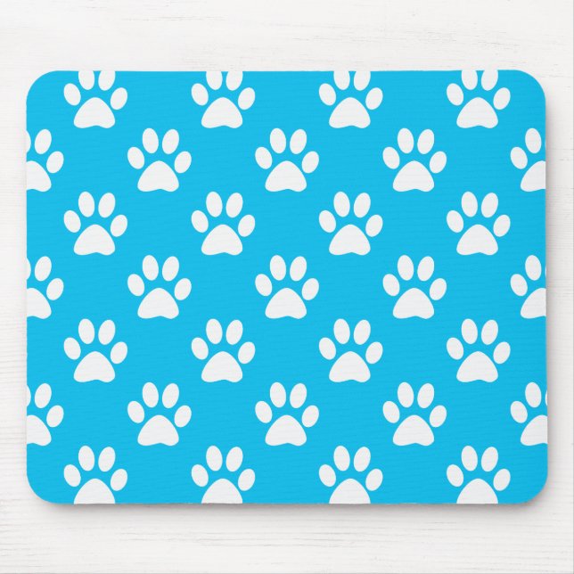Blue and white paws pattern mouse pad (Front)