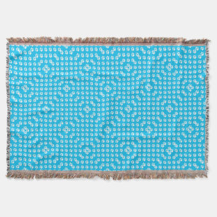 Blue and white paws pattern throw blanket