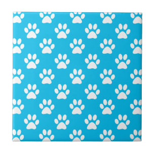 Blue and white paws pattern tile
