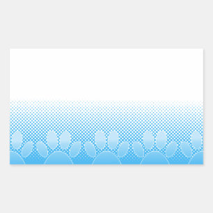 Blue And White Paws With Newsprint Background Rectangular Sticker