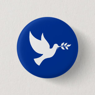 Blue and White Peace Dove 3 Cm Round Badge