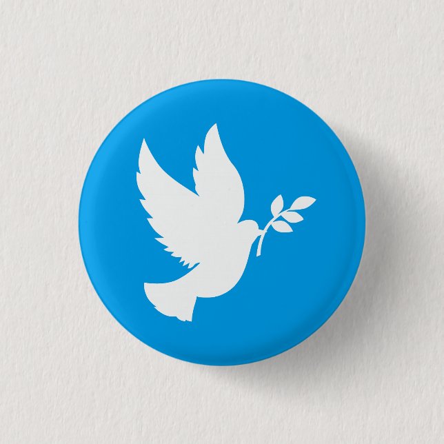 Blue and White Peace Dove 3 Cm Round Badge (Front)