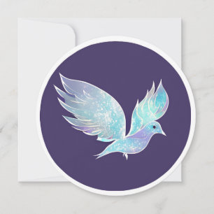 Blue and White Peace Dove Watercolor  Holiday Card