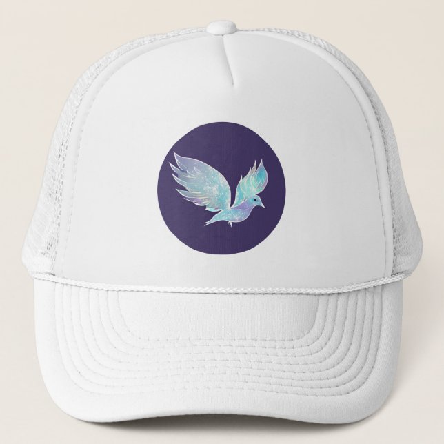 Blue and White Peace Dove Watercolor  Trucker Hat (Front)