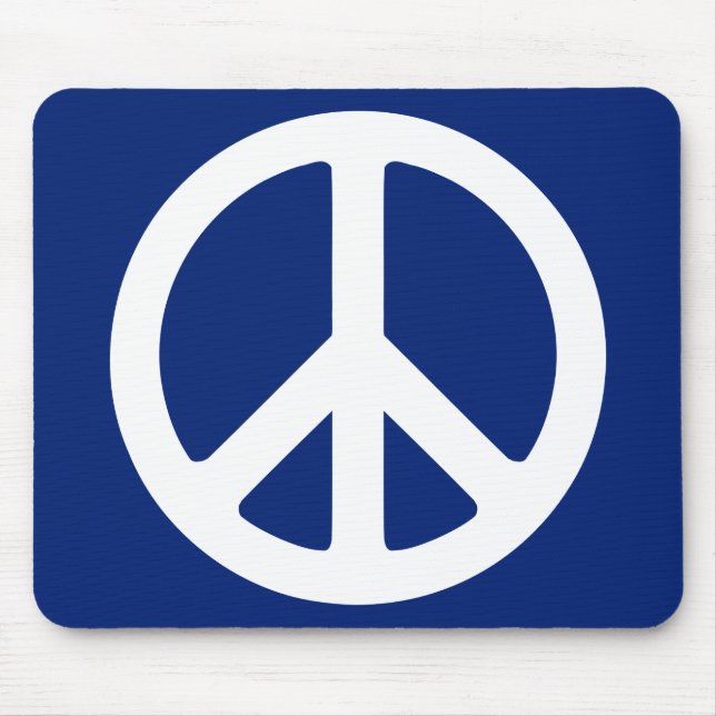 Blue and White Peace Symbol Mouse Pad (Front)