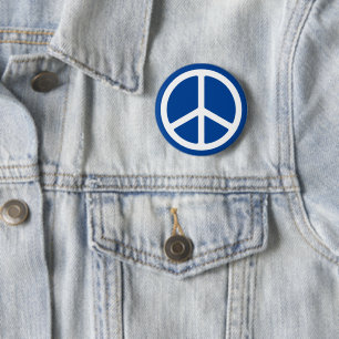 Blue and White Peace Symbol Pinback 6 Cm Round Badge