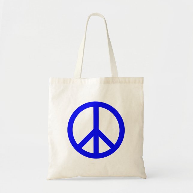Blue and White Peace Symbol Tote Bag (Front)