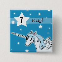 Blue and white Pegasus Unicorn Birthday age