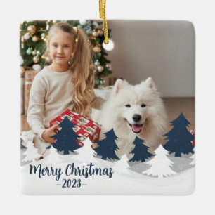 Blue and White Personalised Christmas Ornament