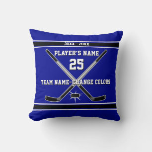 Blue and White, Personalised Hockey Gifts Cushion