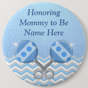 Blue and White Personalised Mummy to Be Button Pin