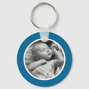Blue and White Photo Keychain