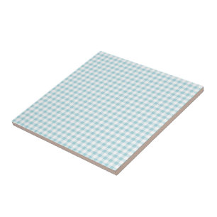 Blue and White Plaid Checked - Customisable Tile