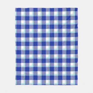 Blue and White Plaid Fleece Blanket