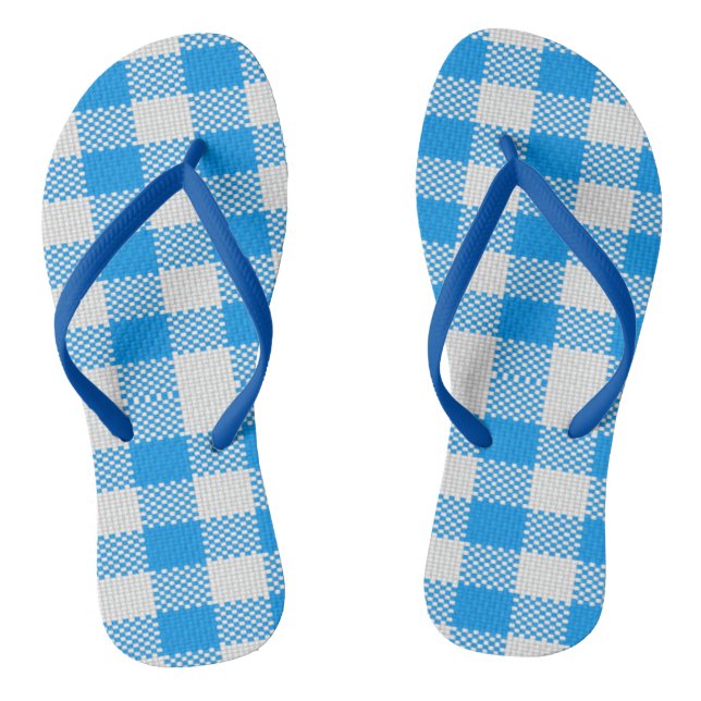Blue and white plaid jandals (Footbed)
