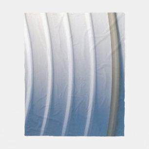 Blue and white plastic container fleece blanket
