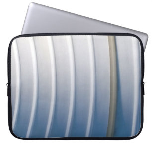 Blue and white plastic container laptop sleeve