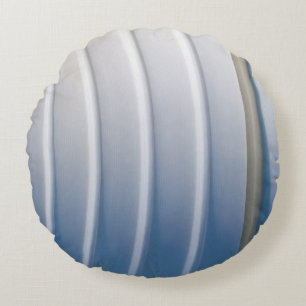 Blue and white plastic container round cushion