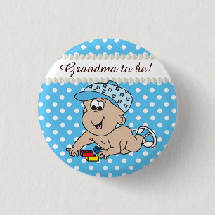 Blue and White Polka Dot   Baby Boy 3 Cm Round Badge