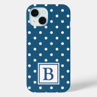 Blue and White Polka Dot Monogram