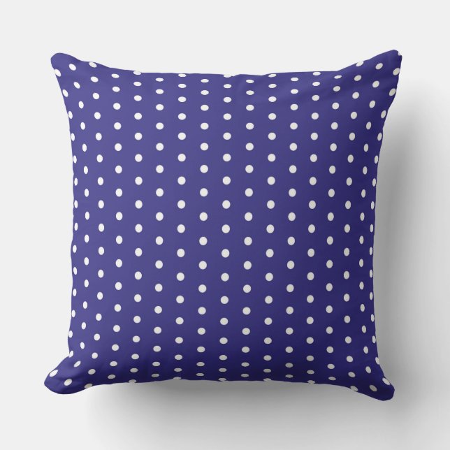 Blue and White Polka Dot Pattern      Cushion (Front)