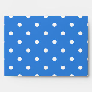 Blue and White Polka Dot Pattern Monogram. Custom. Envelope