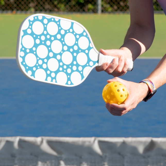 Blue and White Polka Dot Pickleball Paddle (Insitu)