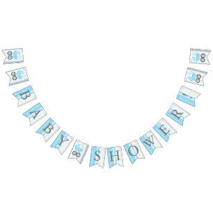 Blue and White Polka Dots 👶 Baby Boy Shower Bunting