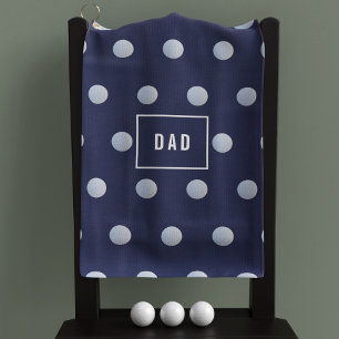 Blue and White Polka Dots Modern Monogrammed Golf Towel