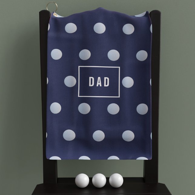 Blue and White Polka Dots Modern Monogrammed Golf Towel (Creator Uploaded)