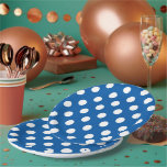 Blue And White Polka Dots  Paper Plate<br><div class="desc">A Blue And White Polka Dotted Paper Plate For Boy's Baby Shower Or Birthday</div>